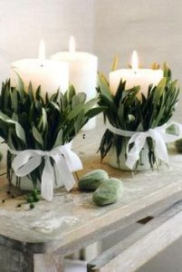 decorazione fai da te foglie e candele