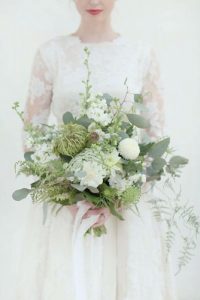 Bouquet invernale bianco e verde